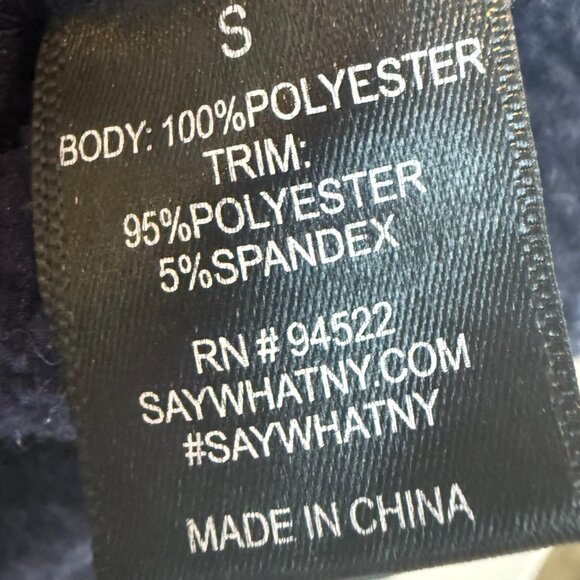 Say What? Navy & White Varsity Hooded Jacket | Button Front | Size S - Picture 8 of 13